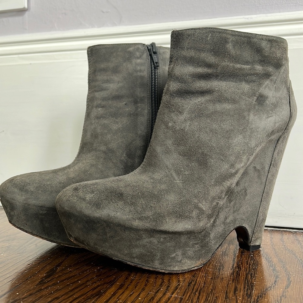 Pura Lopez Suede Wedge Platform Booties size 38.5